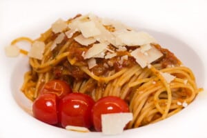 Bild von einem Rezept für Pasta Bolognese.