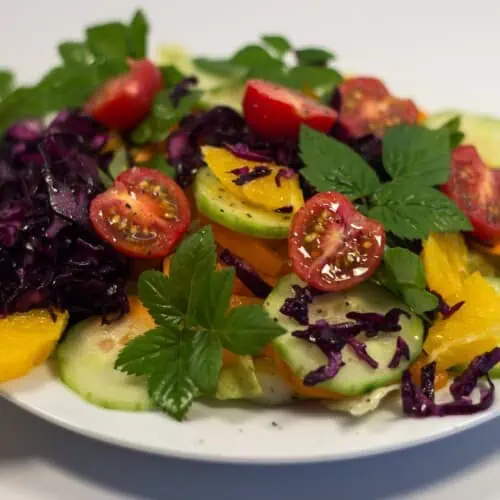 gemischter Salat mit Rotkohl und Orange